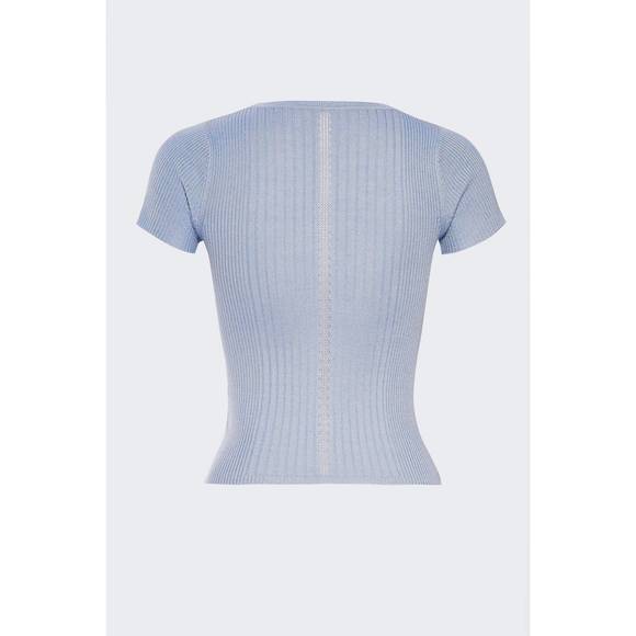 NEW RTA crew neck short sleeve sweater in dusty blue - Picture 2 of 4